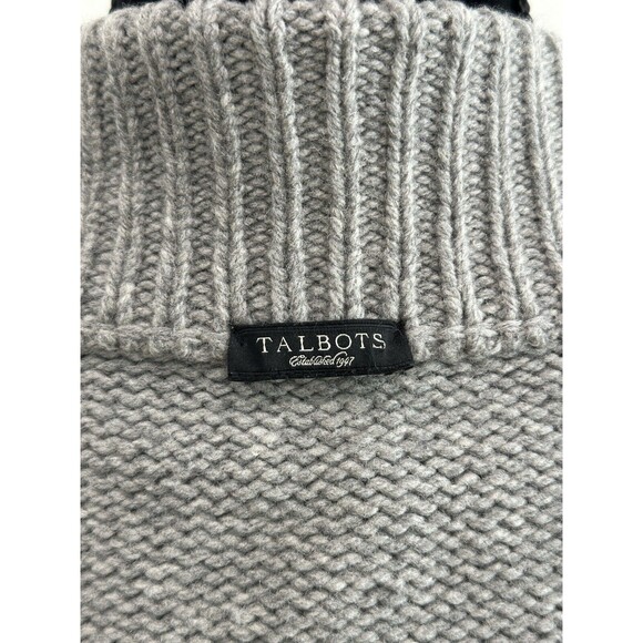 Talbots Wool Cashmere Cardigan Sweater Button Front Gray Size L Preppy - Picture 11 of 15